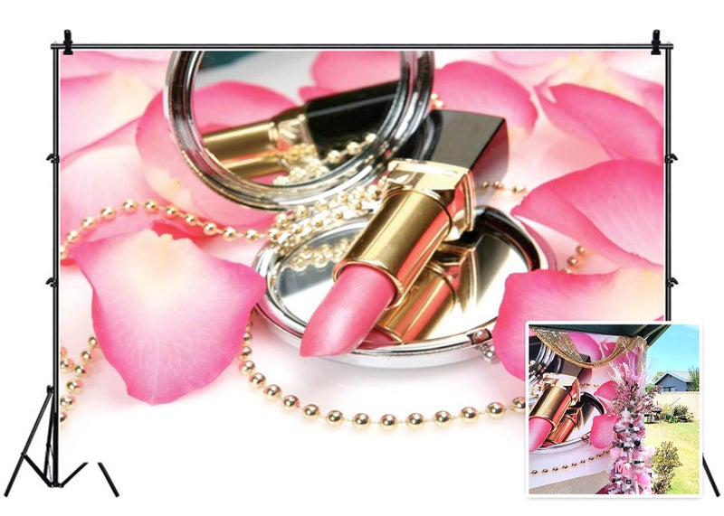 Leyiyi 5x3ft Photography Backdrop Fashion Make Up Blog Broadcaster Background Petal Lipstick Mirror Handbag Necklace Girls Room Interior Decor Birthday Banquet Photo Portrait Vinyl Video Studio Prop - Image 2